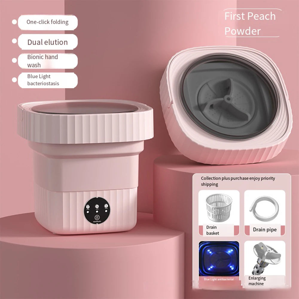 6L 11L Portable Washing Machine Folding Large Capacity Clothes Spin Dryer Bucket Travel Underwear Socks Ultrasonic Mini Washer