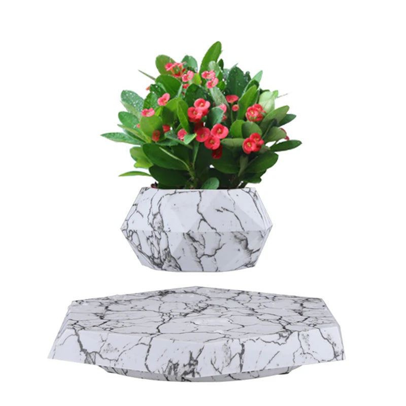 Creative Magnetic Levitation Marble Potted Succulent Flowerpot 