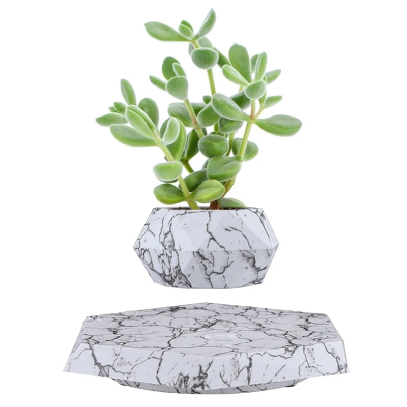 Creative Magnetic Levitation Marble Potted Succulent Flowerpot 