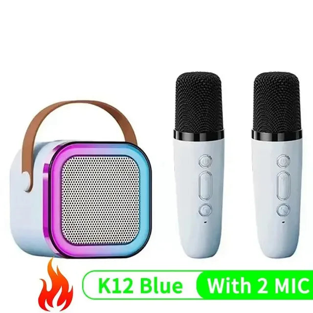 K12 Portable Karaoke Machine with Bluetooth 5.3 PA Speaker System and 1-2 Wireless Microphones 