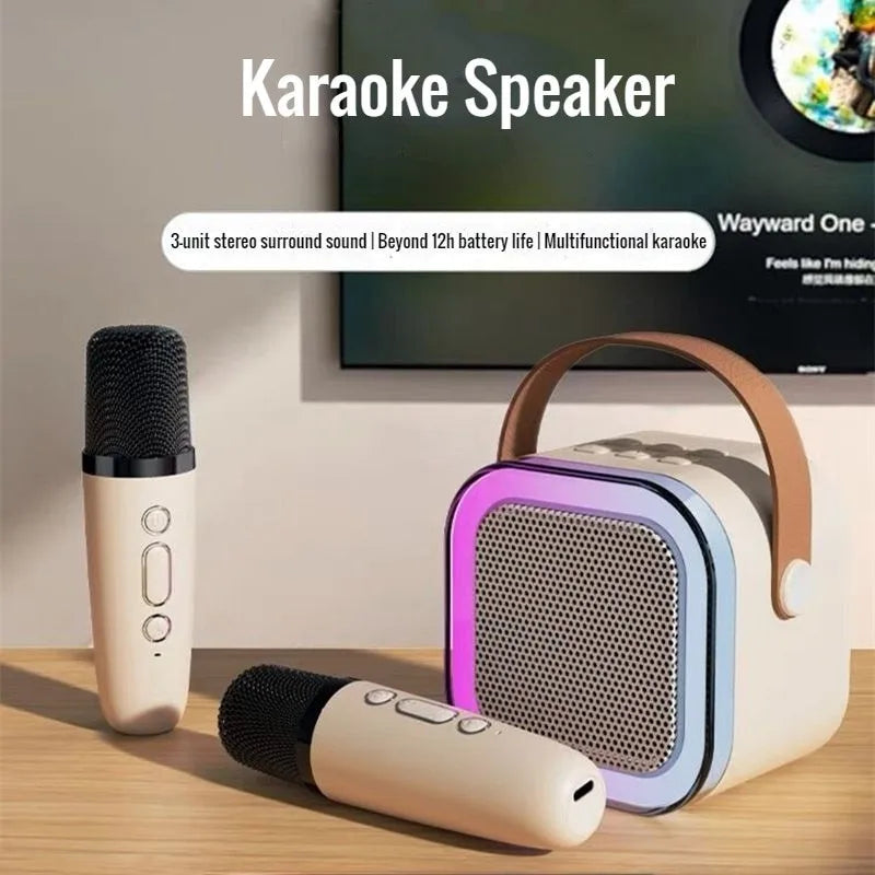 K12 Portable Karaoke Machine with Bluetooth 5.3 PA Speaker System and 1-2 Wireless Microphones 