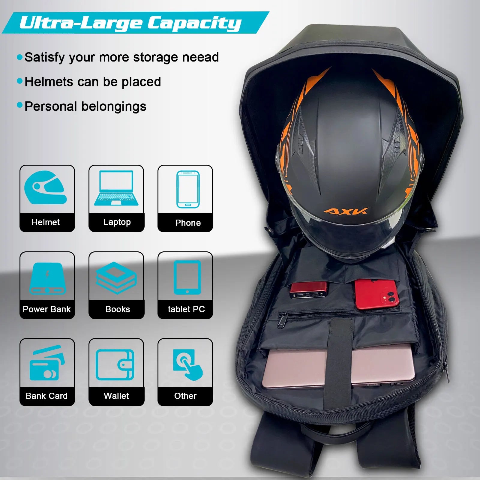 LED Backpack with Eye /Bluetooth APP Control /Waterproof /Hard Shell Laptops 