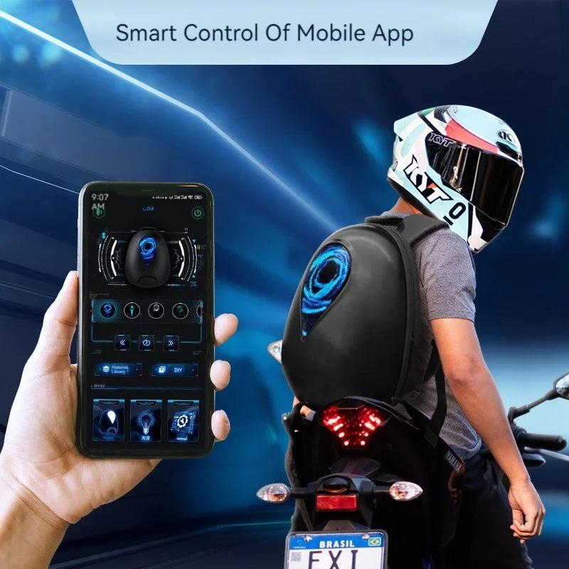  Hard Shell Rider Backpack APP Control LED Display 