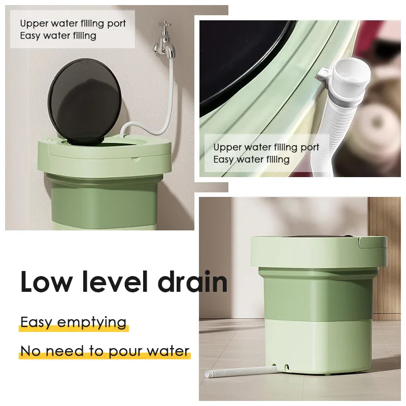 6L 11L Portable Washing Machine Folding Large Capacity Clothes Spin Dryer Bucket Travel Underwear Socks Ultrasonic Mini Washer