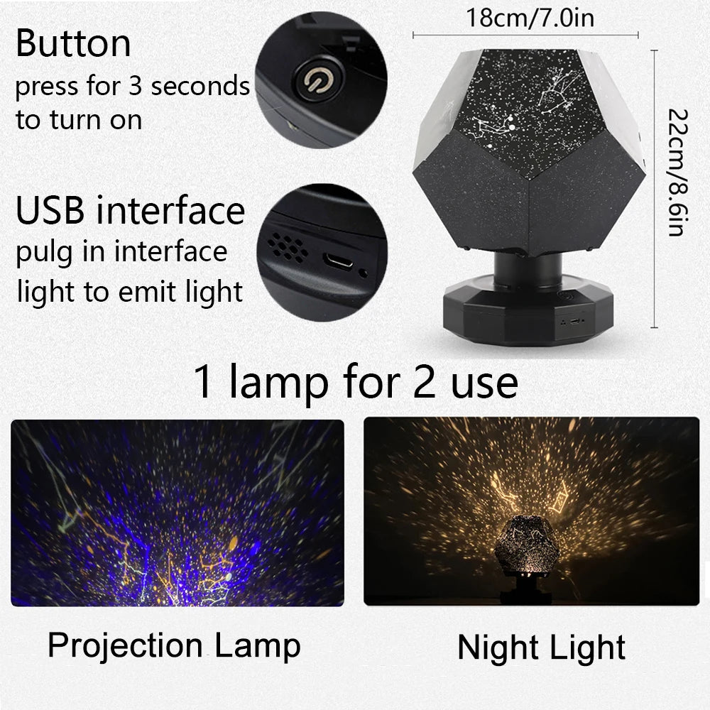 Star Projector Constellation Starry Sky Projector /Led USB Charging Lamp /Children'S Night Light Room Decoration