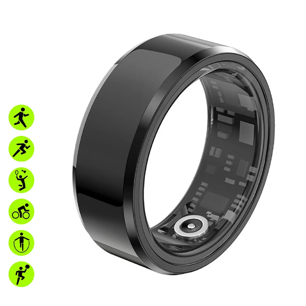 Smart Ring Fitness Heart Rate Tracker Titanium Steel Shell IP68&3ATM Waterproof 