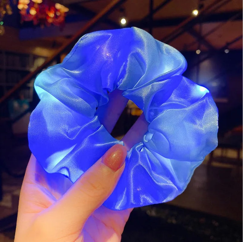 Girls LED Luminous Scrunchies Hairband Ponytail Holder Headwear Elastic 