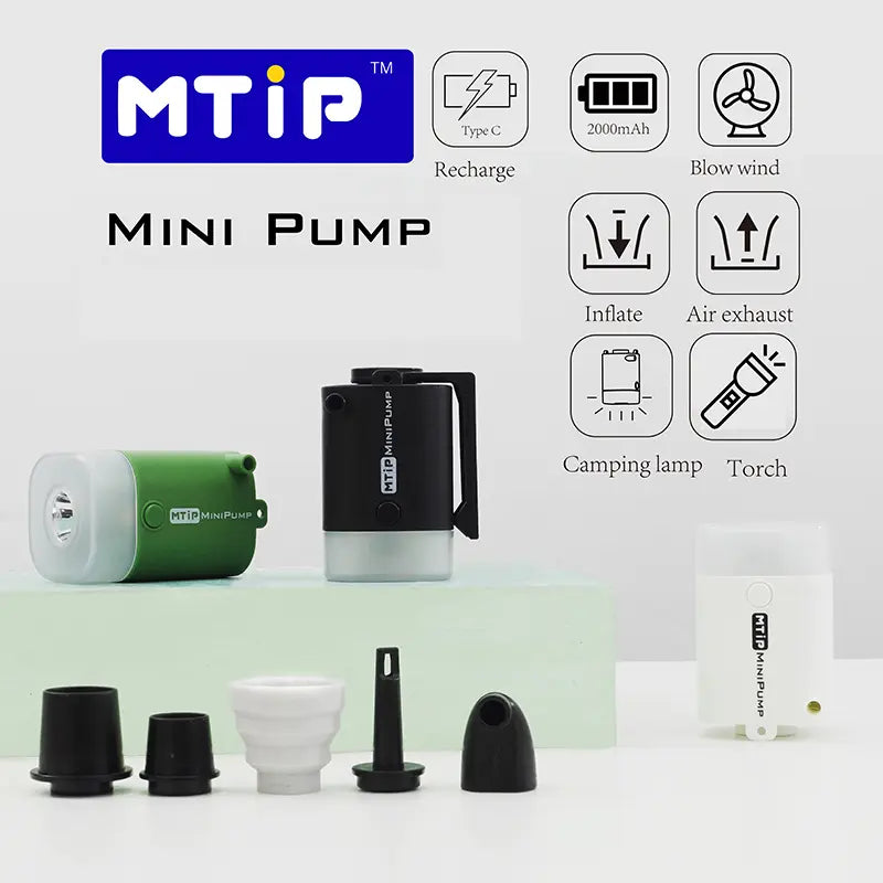 MTIP Tiny Pump X Portable Air Pump + Camping Light Ultra-Mini Air Pump with 2000Mah Battery USB Rechargeable for Sleeping Pads Pool Floats