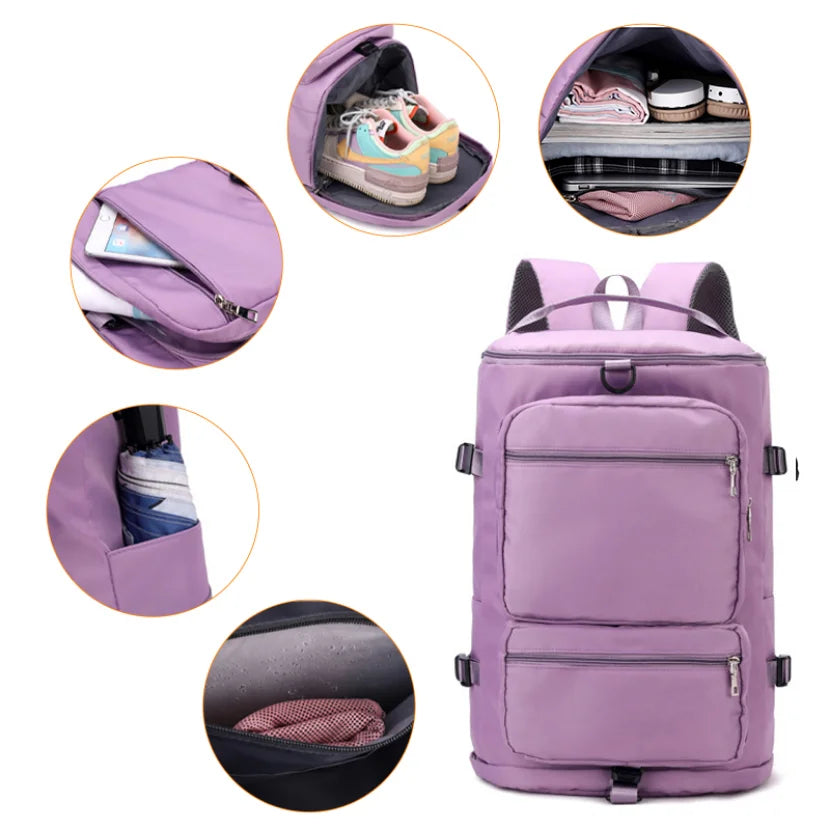 Gym Sports High-Capacity Duffel Backpack /Multifunctional Shoe Compartment